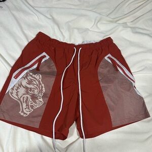 Darc Sport Men's Red Athletic Shorts with Tiger Design